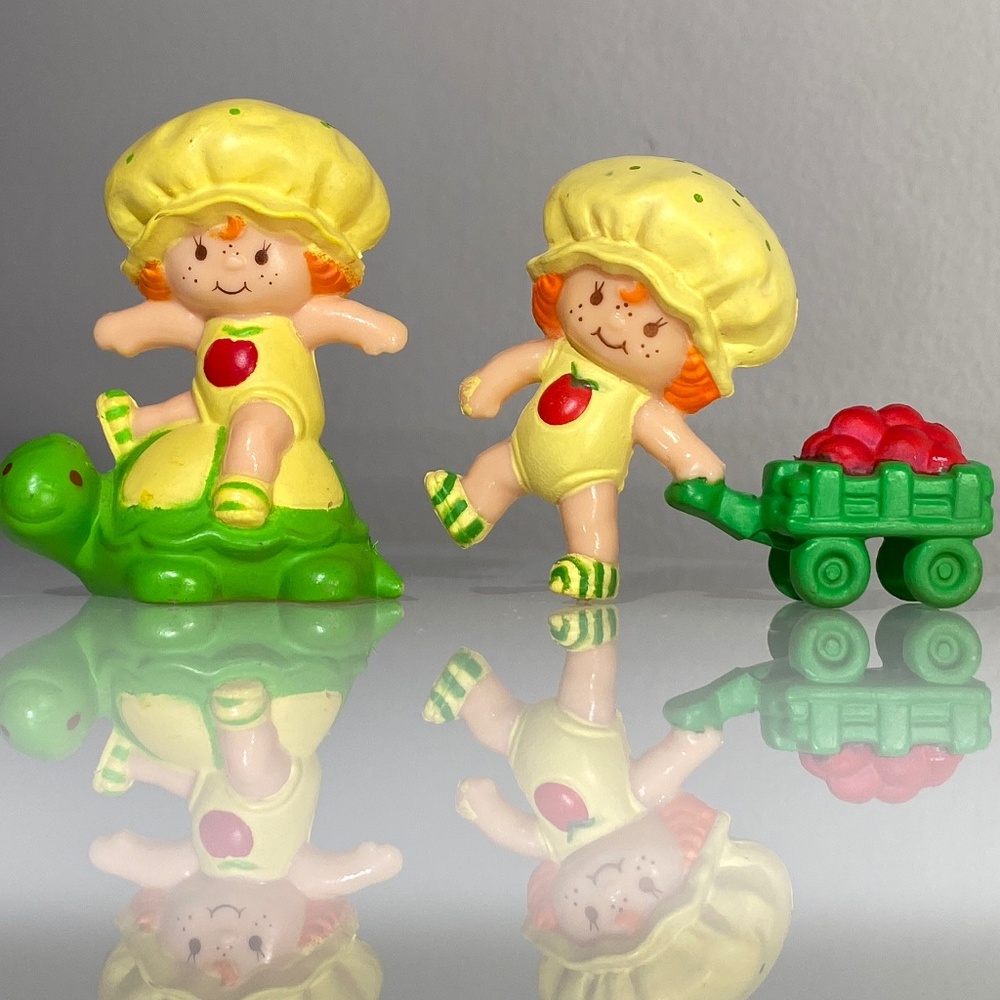 Vintage Strawberry Shortcake 'Apple Dumplin' PVC Figurines 1981 & 1982